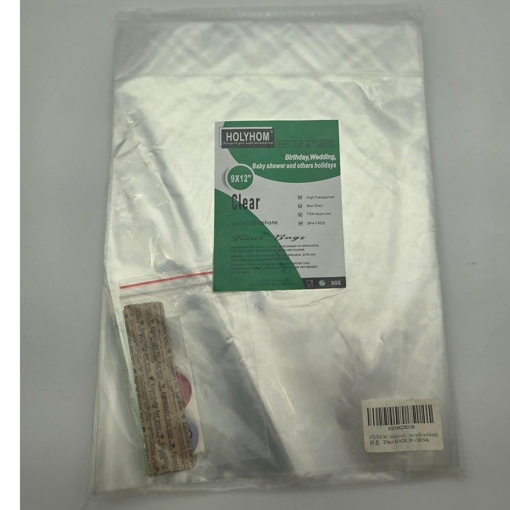 25 pcs Clear 9" x 12" Self Seal Cello Cellophane Bags (1 Pack of 25)
